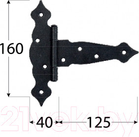 Изображение товара Петля дверная Domax ZTО 125 С 125x40x160x2,5 / 892001 (черный)