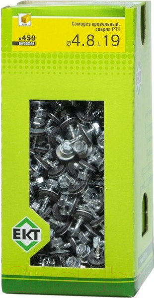 Изображение товара Саморез ЕКТ Кровельный PT1 4.8x19 / BW000095 (450шт, цинк)