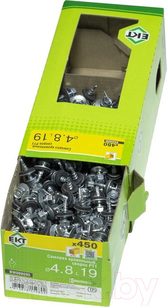 Изображение товара Саморез ЕКТ Кровельный PT1 4.8x19 / BW000095 (450шт, цинк)