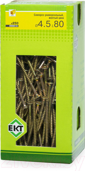 Изображение товара Саморез ЕКТ Универсальный 4.5х80 / BW000143 (250шт, желтый цинк)