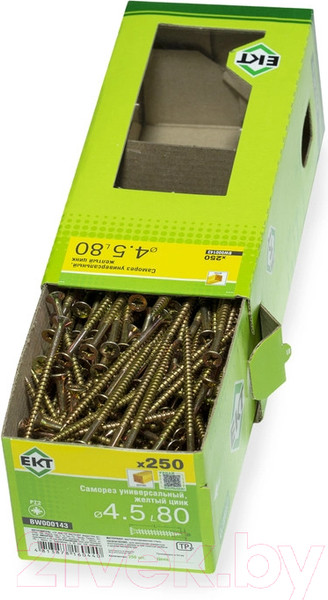 Изображение товара Саморез ЕКТ Универсальный 4.5х80 / BW000143 (250шт, желтый цинк)