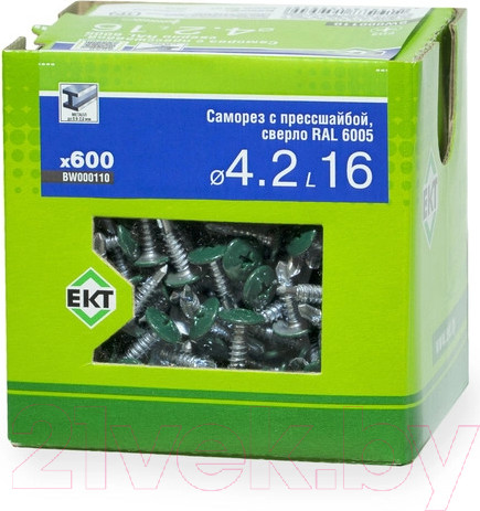 Изображение товара Саморез ЕКТ С прессшайбой 4.2х16 сверло / BW000110 (600шт, RAL 6005)