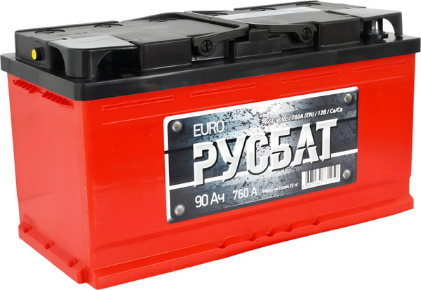 Изображение товара Автомобильный аккумулятор Русбат Евро 760А / 6СТ-90 (90 А/ч)