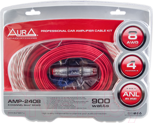 Изображение товара Набор для подключения автоакустики AURA AMP-2408