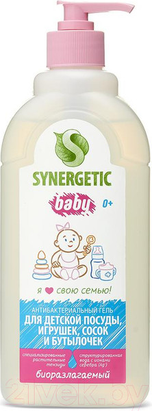 Изображение товара Средство для мытья посуды Synergetic Для детской посуды, сосок, бутылочек и игрушек (0.5л)