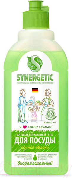 Изображение товара Средство для мытья посуды Synergetic Биоразлагаемое. Яблоко (0.5л)