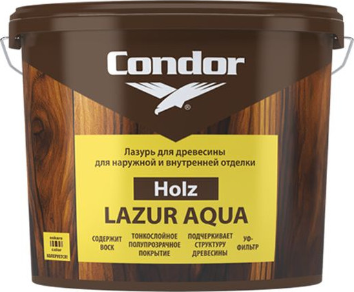 Защитно-декоративный состав CONDOR Holz Lazur Aqua (9кг, венге) — фото 5