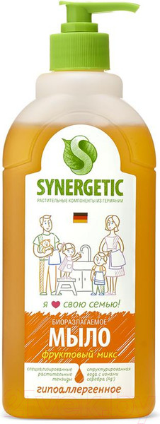 Изображение товара Мыло жидкое Synergetic Биоразлагаемое. Фруктовый микс (0.5л)