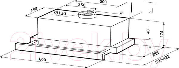 Изображение товара Вытяжка телескопическая Krona Kamilla 600 2m / 00002902 (белый)