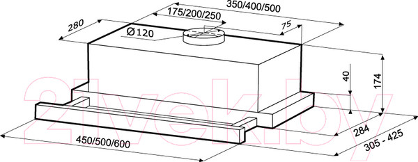 Изображение товара Вытяжка телескопическая Krona Kamilla 500 1m / 00007592 (белый)