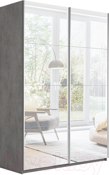 Изображение товара Шкаф-купе ТриЯ Траст СШК 2.160.80-13.13 2-х дверный (бетон/зеркало)