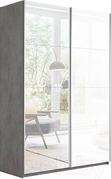 Изображение товара Шкаф-купе ТриЯ Траст СШК 2.160.80-13.15 2-х дверный (бетон/зеркало/стекло белый глянец)