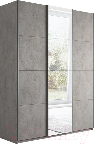 Изображение товара Шкаф-купе ТриЯ Траст СШК 2.180.60-11.13.11 3-х дверный (бетон/бетон/зеркало/бетон)