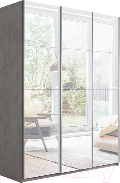 Изображение товара Шкаф-купе ТриЯ Траст СШК 2.180.60-13.13.13 3-х дверный (бетон/зеркало/зеркало/зеркало)