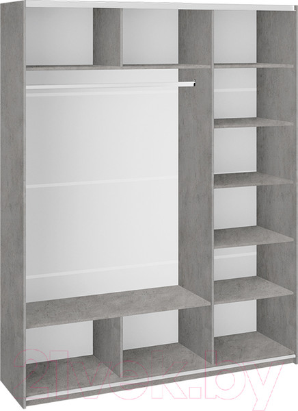 Изображение товара Шкаф-купе ТриЯ Траст СШК 2.180.60-15.13.15 3-х дверный (бетон/стекло белое/зеркало/стекло белое)