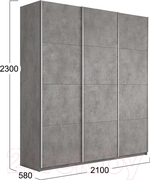Изображение товара Шкаф-купе ТриЯ Траст СШК 2.210.70-11.11.11 3-х дверный (бетон)