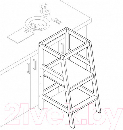 Изображение товара Башня помощника Polini Kids Sky / 0003104-04 (белый)