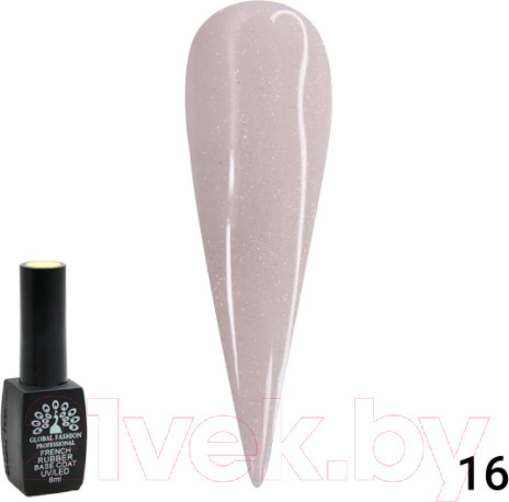 Изображение товара База для гель-лака Global Fashion Rubber Base Coat French с шиммером 016 (8мл)