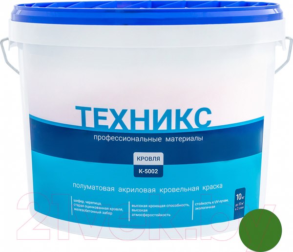 Изображение товара Краска Техникс Для кровли К-5002 (10кг, зеленый)