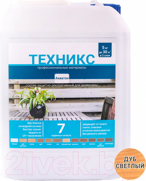 Изображение товара Пропитка для дерева Техникс Акватон (5кг, светлый дуб)