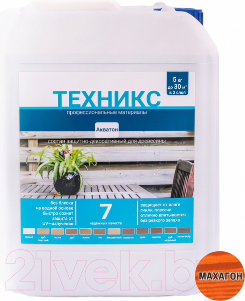 Изображение товара Пропитка для дерева Техникс Акватон (5кг, махагон)