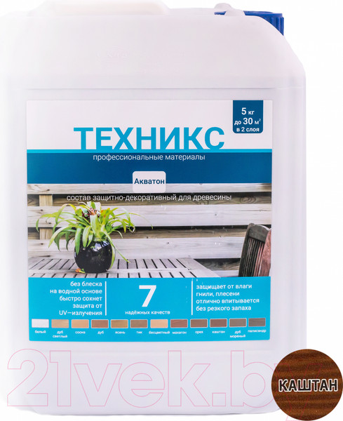 Изображение товара Пропитка для дерева Техникс Акватон (5кг, каштан)