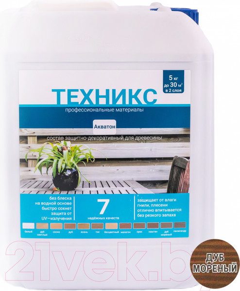 Изображение товара Пропитка для дерева Техникс Акватон (5кг, дуб мореный)