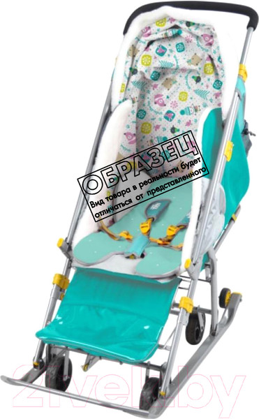 Изображение товара Вкладыш для санок Ника С отворотами / МКО (вязаный, бирюзовый)