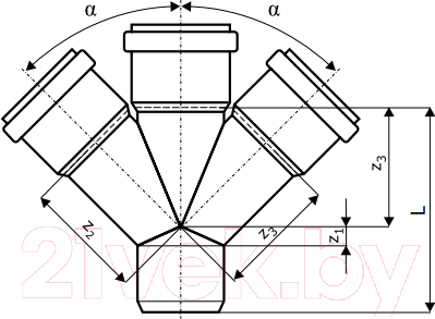 Изображение товара Крестовина внутренней канализации Ostendorf Ду 110x110 / 115935
