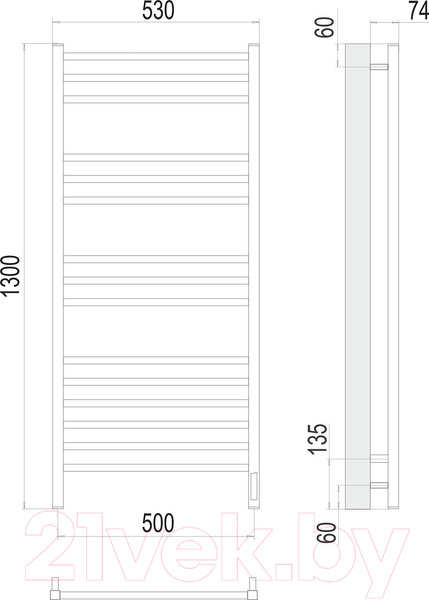 Изображение товара Полотенцесушитель электрический Terminus Ватикан П15 500x1300