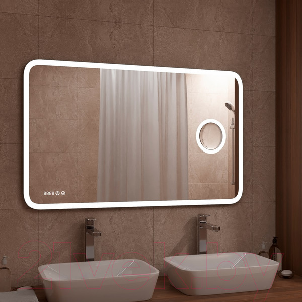 Изображение товара Зеркало Континент Bliss Led 120x80 (с увеличительным зеркалом и часами)