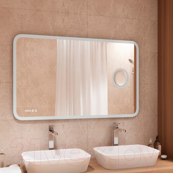 Изображение товара Зеркало Континент Bliss Led 120x80 (с увеличительным зеркалом и часами)