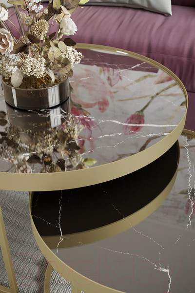 Изображение товара Комплект журнальных столиков Калифорния мебель Джуан 550/750 (неро/золото)