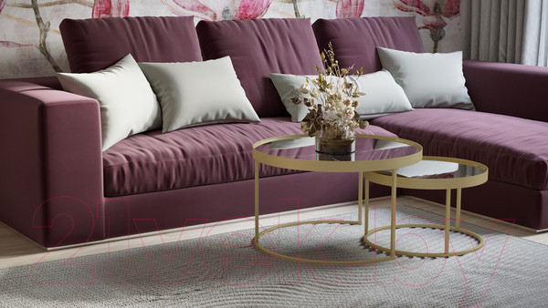 Изображение товара Комплект журнальных столиков Калифорния мебель Джуан 550/750 (неро/золото)