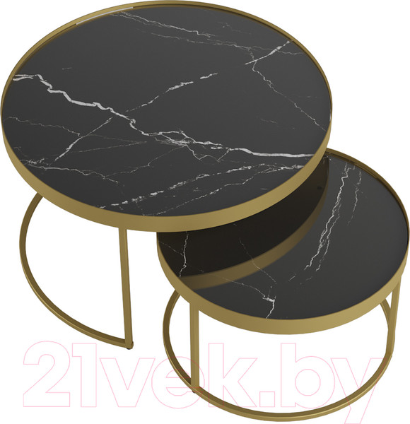 Изображение товара Комплект журнальных столиков Калифорния мебель Джуан 550/750 (неро/золото)