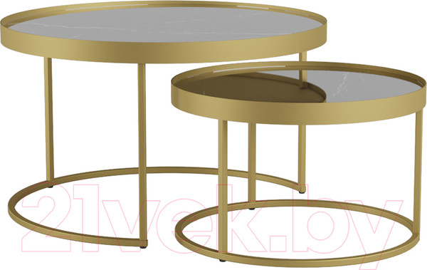 Изображение товара Комплект журнальных столиков Калифорния мебель Джуан 550/750 (неро/золото)