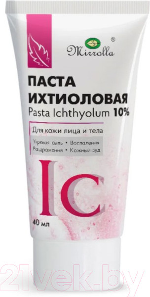 Изображение товара Крем для лица Mirrolla Паста для лица и тела с антисептическим эффектом ихтиоловая (40мл)