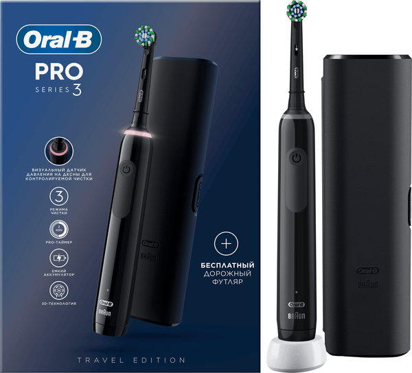 Изображение товара Электрическая зубная щетка Oral-B Pro 3 D505.513.3X BK