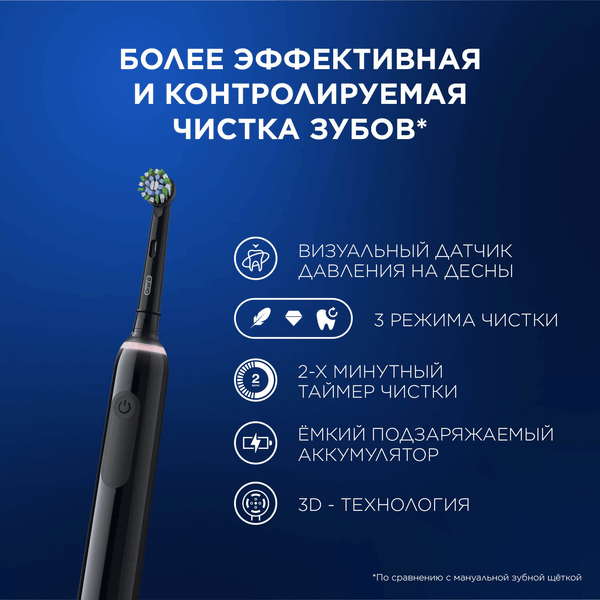 Изображение товара Электрическая зубная щетка Oral-B Pro 3 D505.513.3X BK