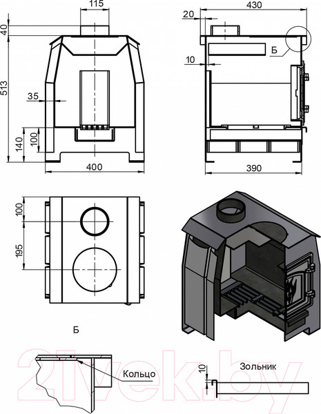 Изображение товара Печь отопительная Везувий Комфорт 70 (ДТ-3С)