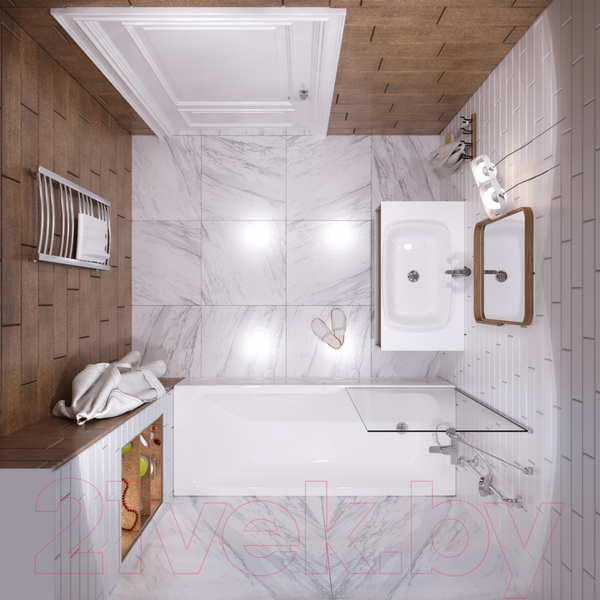Изображение товара Ванна акриловая 1AcReal Gamma 130x70 (с ножками и экраном)