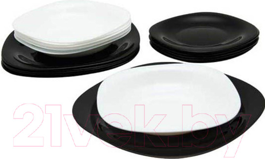 Изображение товара Набор тарелок Luminarc Carine Black/White N1479 (18шт)