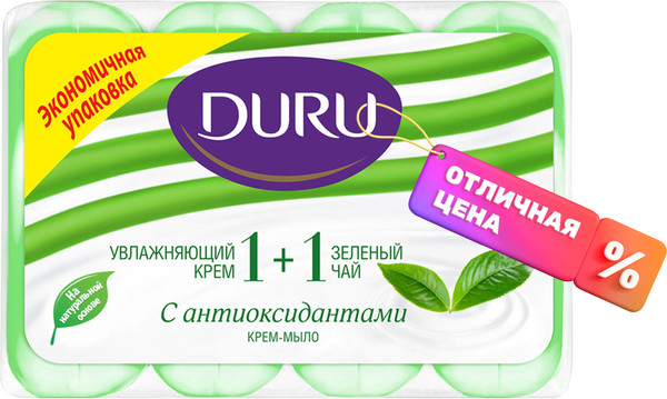 Изображение товара Набор мыла Duru 1+1 Увлажняющий крем и зеленый чай (4x80г)