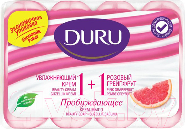 Изображение товара Набор мыла Duru 1+1 Увлажняющий крем и розовый грейпфрут (4x80г)