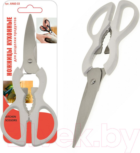 Изображение товара Ножницы кухонные Мультидом AN60-33 (белый)