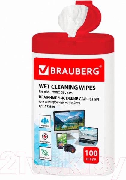 Изображение товара Салфетки для ухода за техникой Brauberg 512810 (100шт)