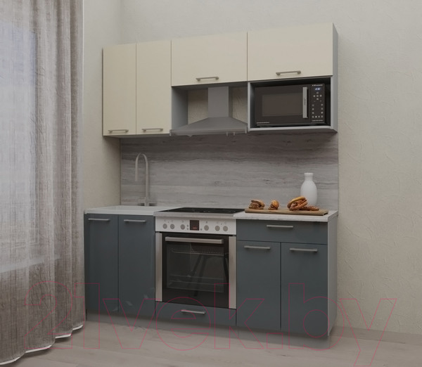 Изображение товара Кухонный гарнитур Интерлиния Мила Gloss 1.8 (ваниль/асфальт)