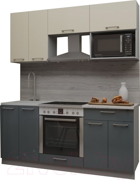 Изображение товара Кухонный гарнитур Интерлиния Мила Gloss 1.8 (ваниль/асфальт)