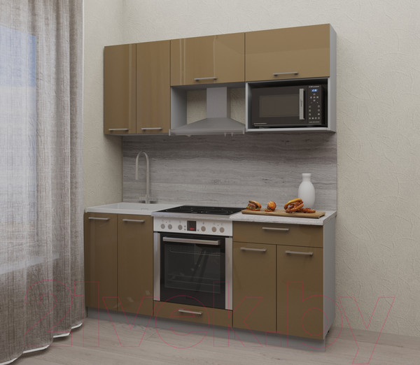 Изображение товара Кухонный гарнитур Интерлиния Мила Gloss 1.8 (капучино/капучино)