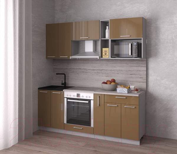 Изображение товара Кухонный гарнитур Интерлиния Мила Gloss 2.0 (капучино/капучино)